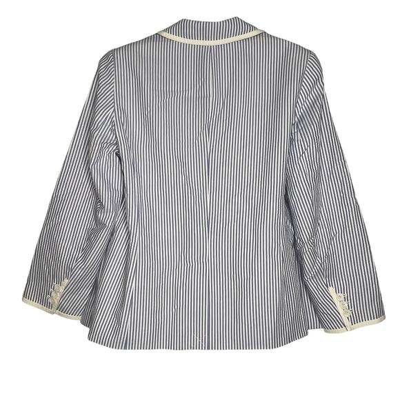 Talbots Size 14 Classic Summer Seersucker Blazer Jacket Lined Cotton Washable - Picture 4 of 13